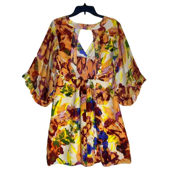 Maeve Mini Dress Deloria Silk Kimono Sleeve Anthropologie - Picture 5 of 11